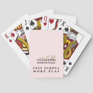 Funny Monogram Pastel Pink Gold Motivational Chic Playing Cards