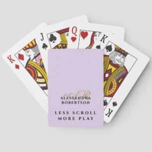  Funny Monogram Pastel Purple Lavender Gold Black  Playing Cards