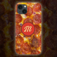 Funny Monogrammed Pepperoni Pizza Pattern Gag Gift