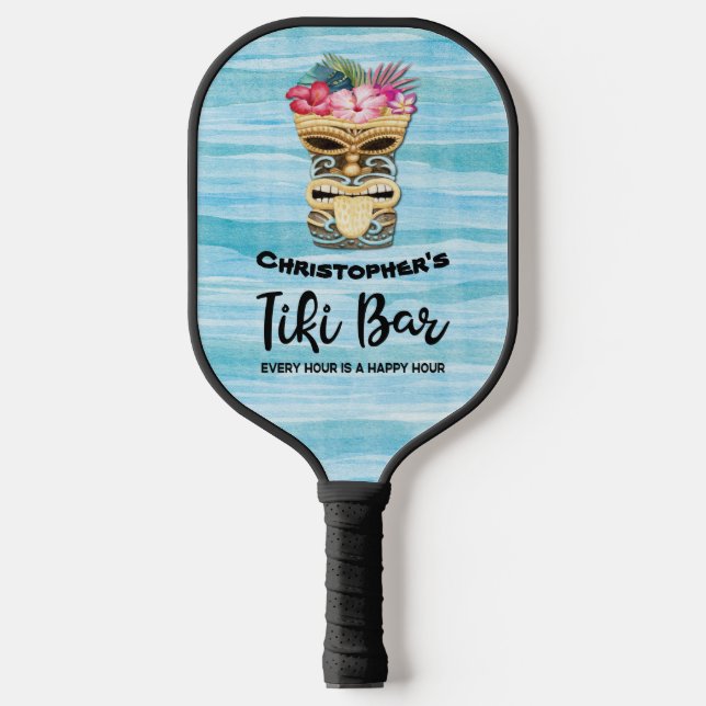 Funny Monogrammed Tiki Bar Pickleball Paddle (Front)