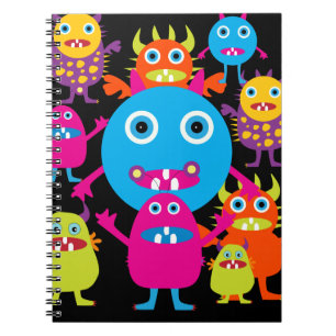 Funny Monster Bash Cute Creatures Party Spiral Notebook