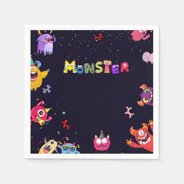 Funny Monster Birthday Party Napkins (Front)