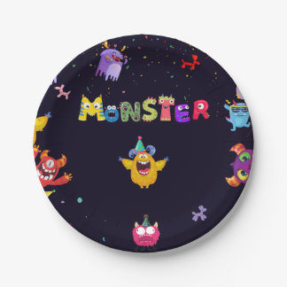 Funny Monster Birthday Party Plates