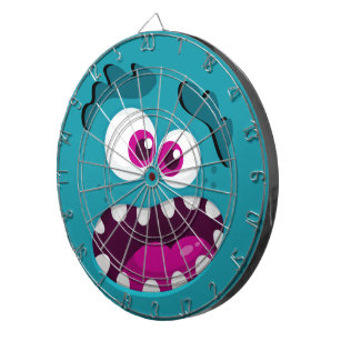 Funny Monster Blue Pink Cool Crazy Face Design Dartboard