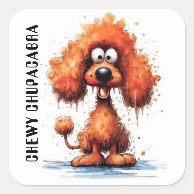 Funny Monster Dog: Chewy Chupacabra Square Sticker (Front)