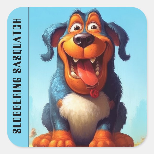Funny Monster Dog: Slobbering Sasquatch Square Sticker (Front)