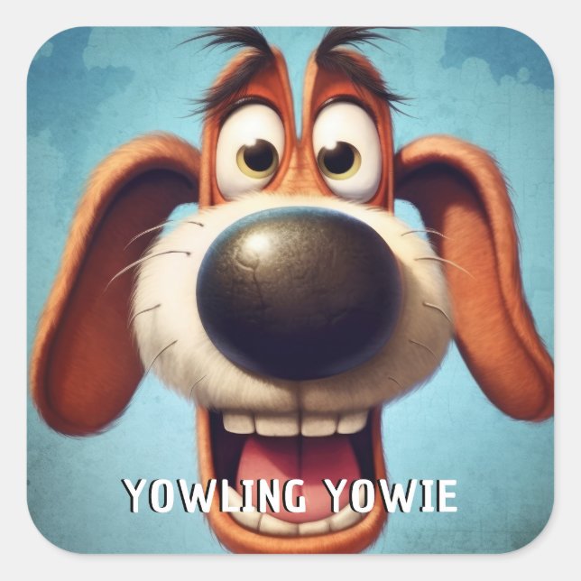 Funny Monster Dog: Yowling Yowie Square Sticker (Front)