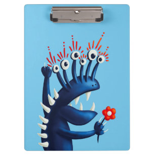 Funny Monster Flower Blue Kids Clipboard