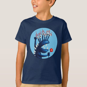 Funny Monster Flower Blue Kids T-Shirt