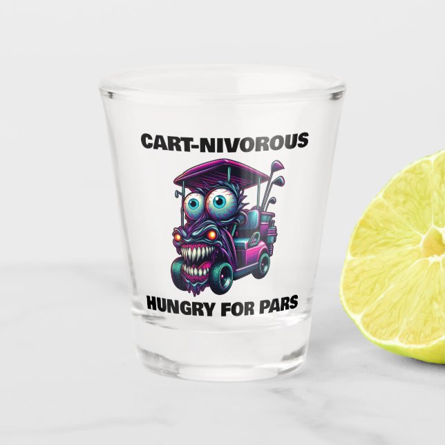 Funny Monster Golf Cart Gift Sports Fans Shot Glass (Front)