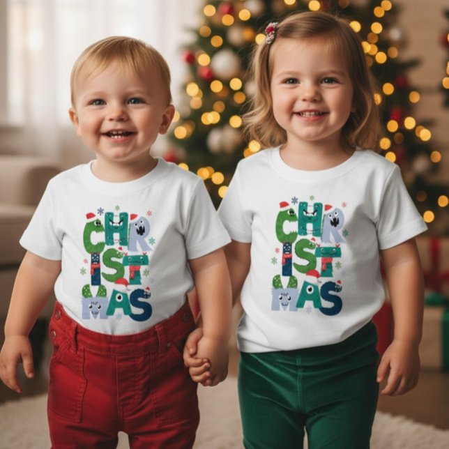 Funny Monster Letters Christmas Toddler Cute Holid Baby T-Shirt (Creator Uploaded)