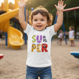 Funny Monster Letters 'Super Kids'  Baby T-Shirt