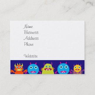 Funny Monster Party Cute Creatures on Blue Business Card