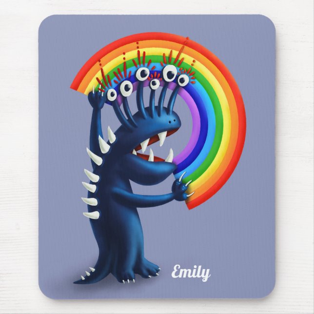 Funny Monster Pride Rainbow Name Mouse Pad (Front)