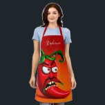 Funny Monster Red Hot Chilli Pepper Apron<br><div class="desc">Funny angry chilli pepper character.</div>