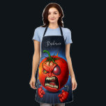 Funny Monster Red Tomato Boxer Apron<br><div class="desc">Funny angry boxer tomato character.</div>