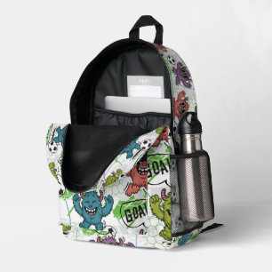 Funny Monster Soccer Kids Pattern Printed Backpack
