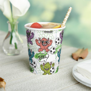 Funny Monster Soccer Pattern Paper Cups