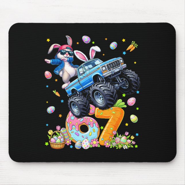 Funny Monster Truck Dabbing Rabbit Easter Bunny Me Mouse Pad (Front)