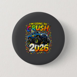 Funny Monster Truck New Years Kids Crush 2026 Part 6 Cm Round Badge