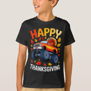 Funny Monster Truck Turkey Happy Thanksgiving For  T-Shirt