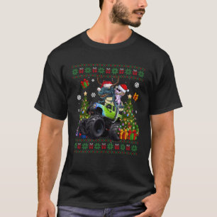 Funny Monster Truck Unicorn Santa Hat Ugly Christm T-Shirt