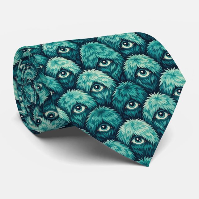 Funny Monsters | Abstract Furry Creatures Tie (Rolled)