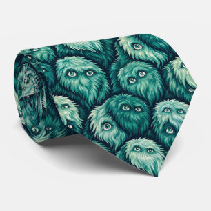 Funny Monsters Abstract Furry Creatures Tie
