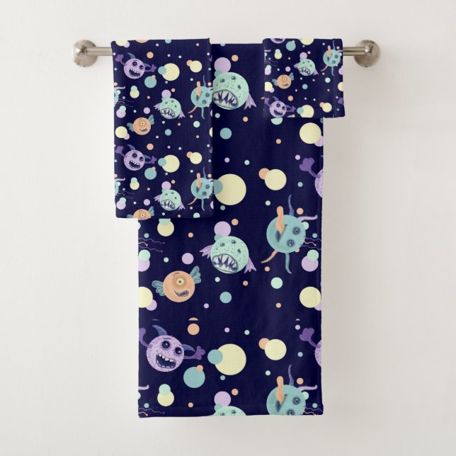 Funny monsters bath towel set (Insitu)