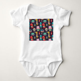 Funny Monsters Cartoon Seamless Pattern Baby Bodysuit