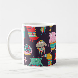 Funny Monsters Cartoon Seamless Pattern Coffee Mug