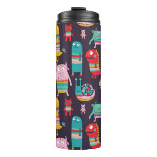 Funny Monsters Cartoon Seamless Pattern Thermal Tumbler