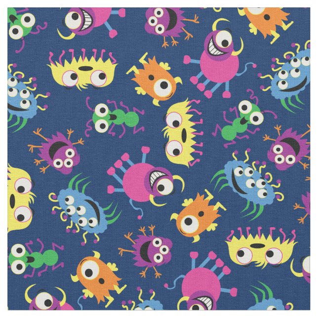 Funny Monsters Cute Kids Decor Fabric (Close Up)