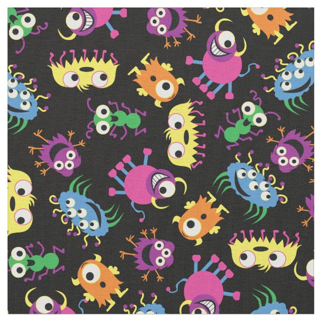 Funny Monsters Cute Kids Decor Fabric (Close Up)