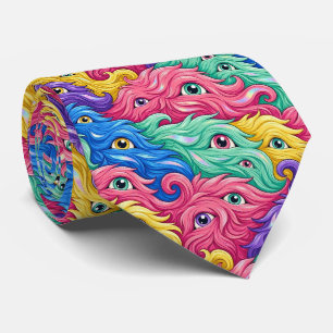 Funny Monsters Faux Silk Furry Creatures Tie