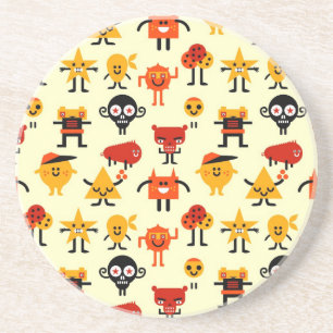 Funny monsters pattern coaster