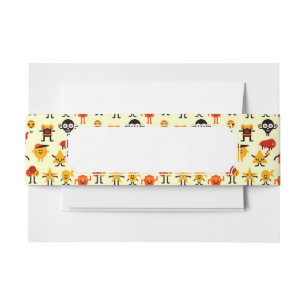 Funny monsters pattern invitation belly band