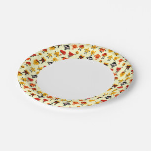 Funny monsters pattern paper plate