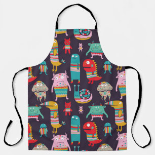 Funny monsters seamless pattern apron