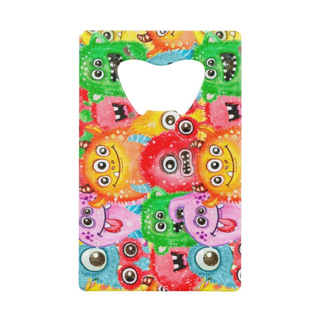 Funny Monsters, Watercolor Seamless Pattern. (Front)
