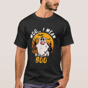 Funny Moo Boo Cute Cow Witch Ghost Halloween Spook T-Shirt
