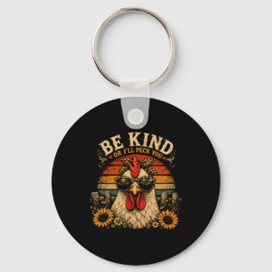 Funny Moo Chicken Graphic Tee Men Women Farm Key Ring