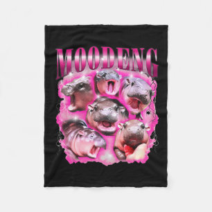 Funny Moo-deng Ba  Fleece Blanket