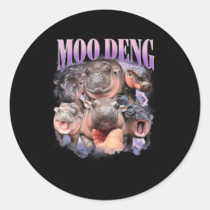 Funny Moo-deng Baby Pygmy Hippo Cute Zoo For Famil Classic Round Sticker