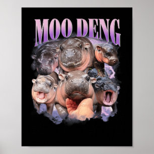Funny Moo-deng Baby Pygmy Hippo Cute Zoo For Famil Poster