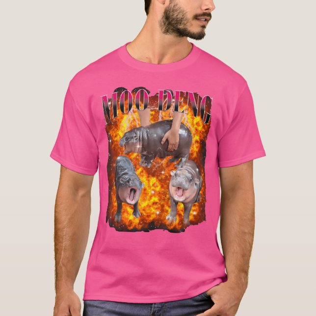 Funny Moo Deng Bootleg Rap Fire T-Shirt (Front)