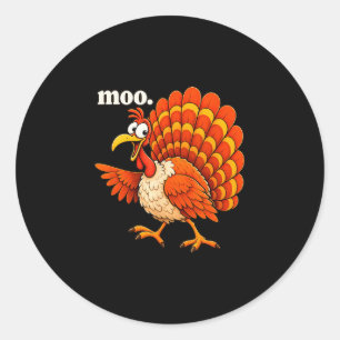 Funny moo turkey thanksgiving humour autumn farm classic round sticker