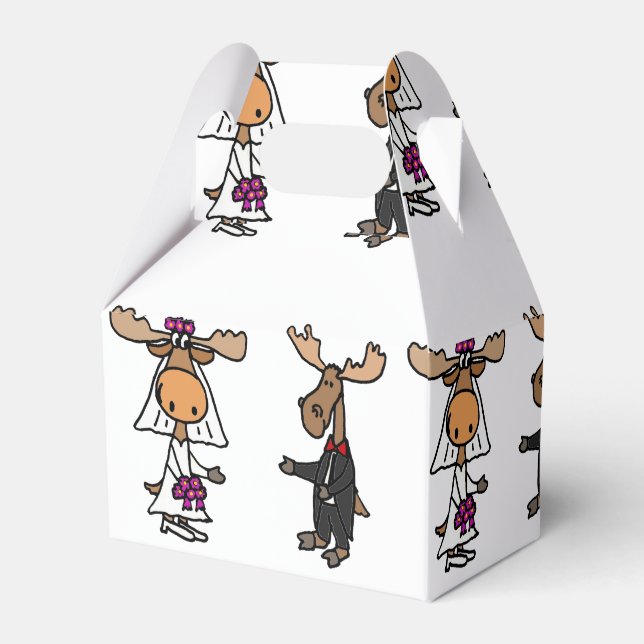 Funny Moose Bride and Groom Favour Box (Front Side)