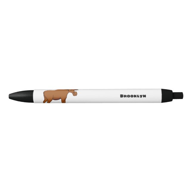 Funny moose cartoon illustration black ink pen (Front)