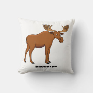 Funny moose cartoon illustration  cushion